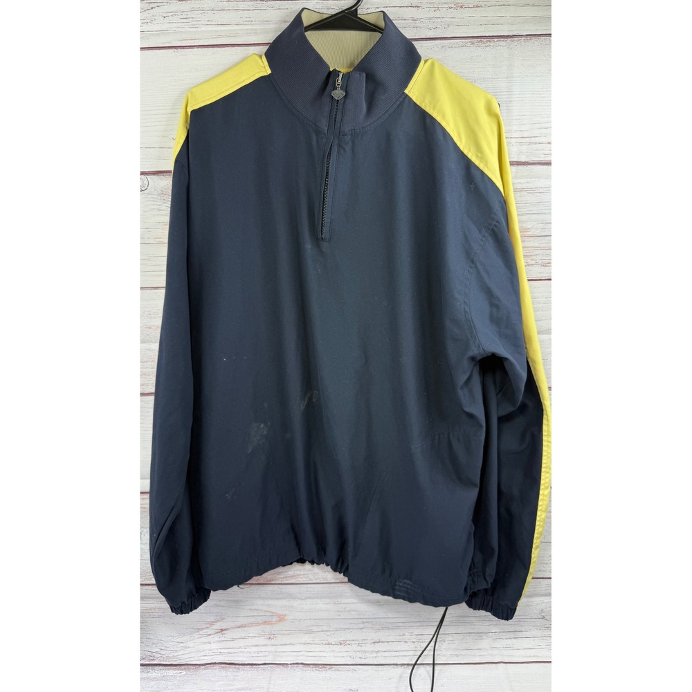 Callaway Golf Mens Quarter Zip Windbreaker Navy Blue Yellow Pullover Jacket